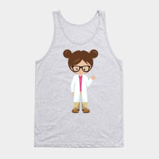 Science Girl, Scientist, Cute Girl, Brown Hair Tank Top